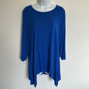 Zenergy by Chico’s Royal Blue Relaxed Asymmetrical Tunic Size 1 Equals to Size M
